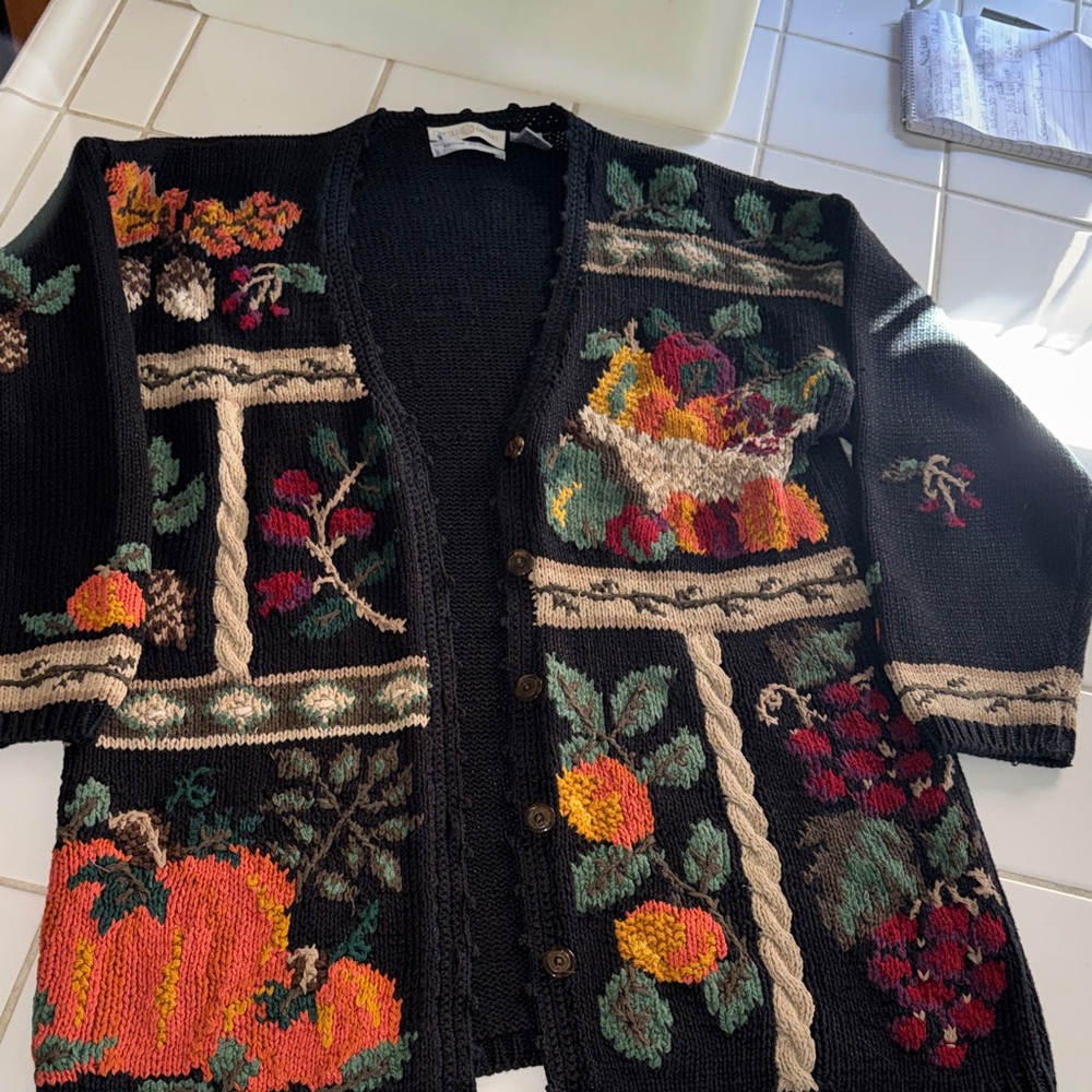 CAPEISLE Black Fall Hand Knitted Cardigan L 🐈‍⬛